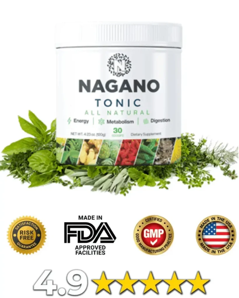 All-natural Nagano Tonic for energy, metabolism, and digestion with herbs and quality seals.