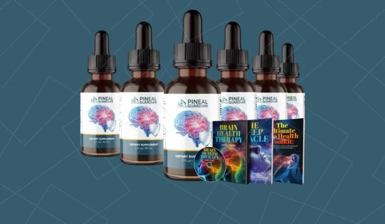 Pineal Guardian supplement bottles with brain health resources.